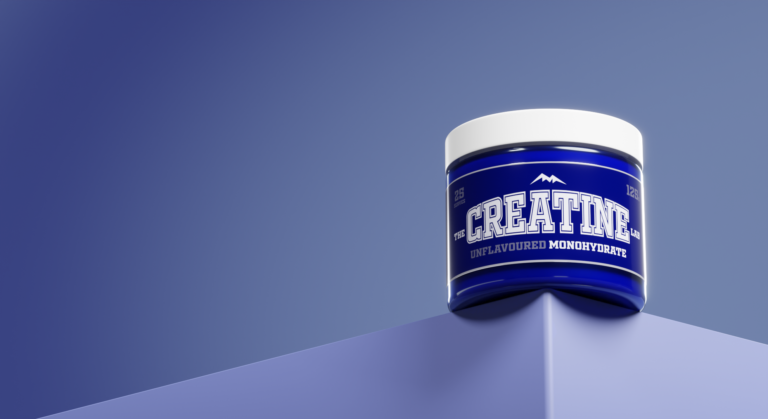 Creatine jar on a shelf landscape